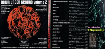 CD artwork jacket cover for the compilation album Down Under Ground Volume Vol 2 from by TOAN Records 1997 1990s 90s alternative Aussie Australian bands musicians music artists Sydney NSW Australia