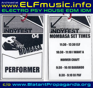 Indyfest Indie Music Arts Festival Electronic Dance Music Canberra ACT Australia Live Electronica Psy Psytrance House Producers Sound Artists Groups Musicians Bands Events ELF the E.L.F. Club Mombasa Monkey Bar Gigs Photos 2000s 00s DJs DJ Canberran Night Clubs Australian