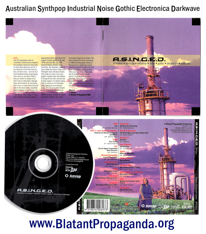 A.S.I.N.G.E.D. CD compilation - Australian Synthpop Industrial Noise Gothic Electronica Darkwave