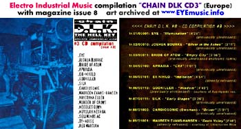 Chain DLK D.L.K. Zine Magazine Issue 8 Compilation CD3 Italy Europe Electro Industrial Industrielle Industriel Dark Electro Electronic European Music Musik Musique Scene Art Cover Jacket Artwork The Hell Key 1990s 2000s Editors Marc Urselli-Scharer Maurizio Pustianaz