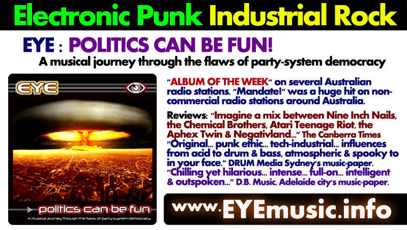 EYE Heavy Hard Dark Electronic Music Canberra Alternative Aussie Bands Australian Groups Musicians Electro Pop Synth Dance Punk Industrial Rock Elektro Gothic Alt Indie Electronica Artists Night Club DJs Indietronica Hardstyle Techno Glitch Hop Deep Tech Prog Witch House Trance EDM EBM DHC Drum n Bass Jungle in from the Australian Capital Territory (ACT)